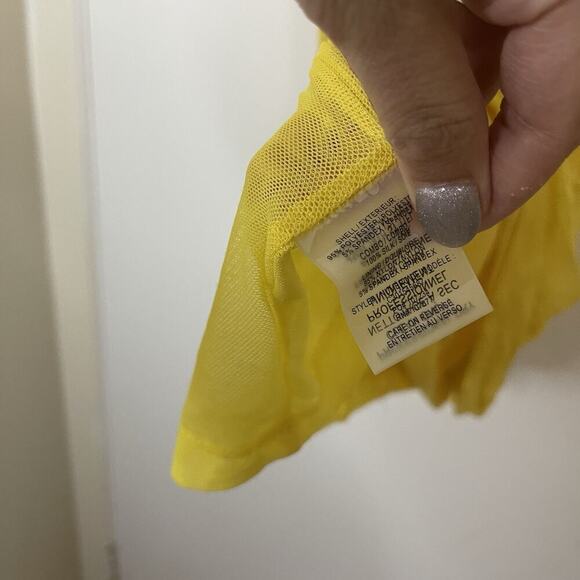 Alice + Olivia Goddess yellow wrap short sleeve bodycon mini silk dress US 2 - Picture 5 of 7